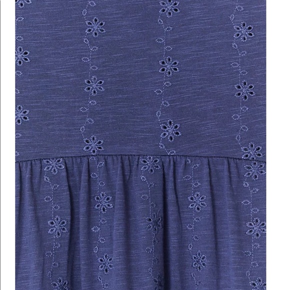 Navy Eyelet Shirred Hem Babydoll Tank - Picture 4 of 4